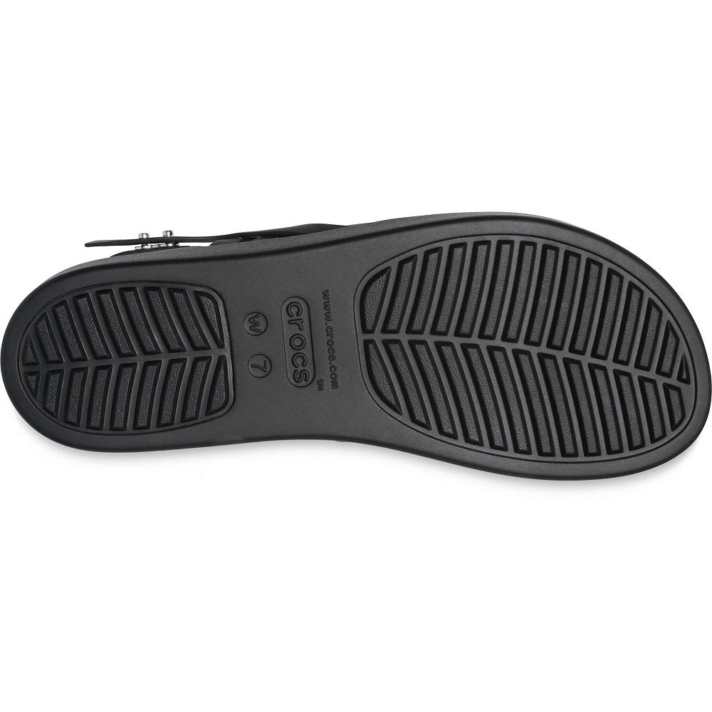 Black Women's Crocs Brooklyn Strappy Low Wedge Platform Clogs | NZ 0460KORI
